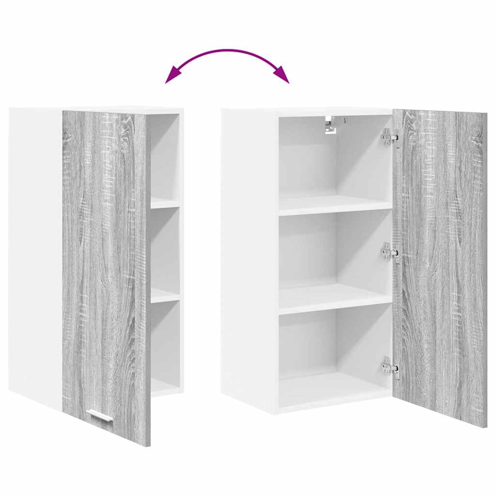Hängeschrank mit Tür Riga Grau Sonoma und Weiß 40 x 31 x 80 cm